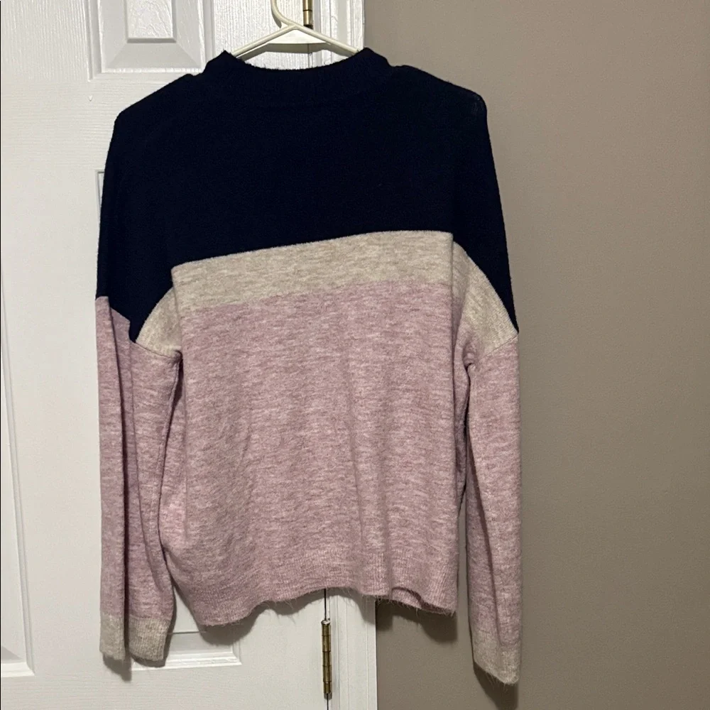 Andrée by Unit Women’s Chevron Colorblock Sweater – Navy, Cream & Blush Size M - Picture 4 of 7